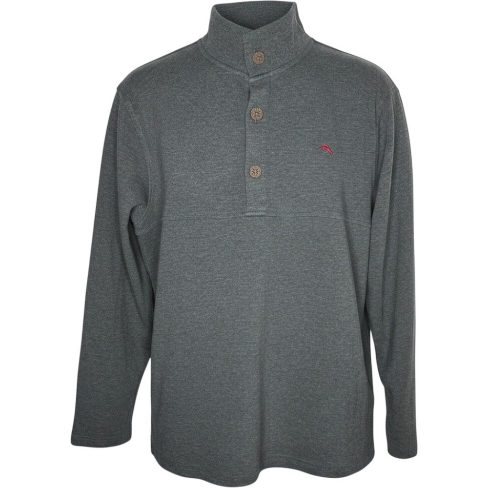 Tommy Bahama Men's XL Gray 1/4 Quarter Zip Mock Neck Pullover Jacket Sweatshirt